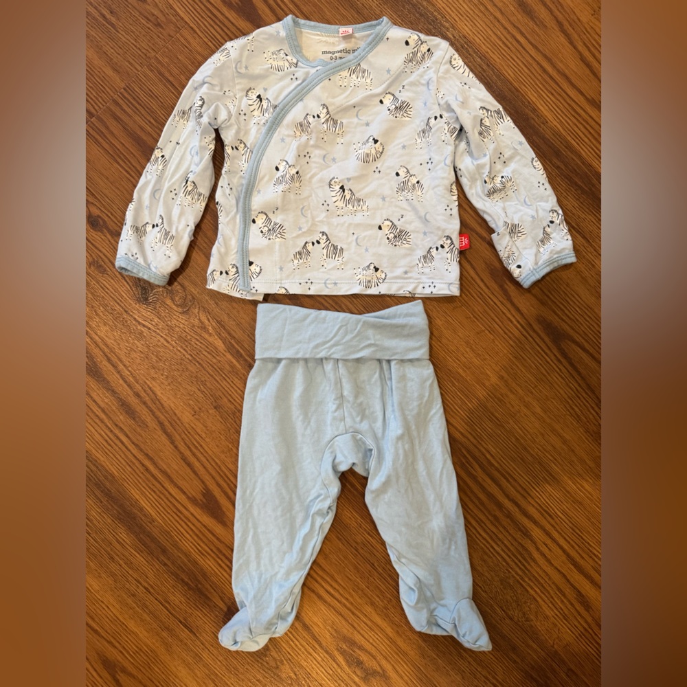 Magnetic Me Light Blue Zebra Baby Outfit